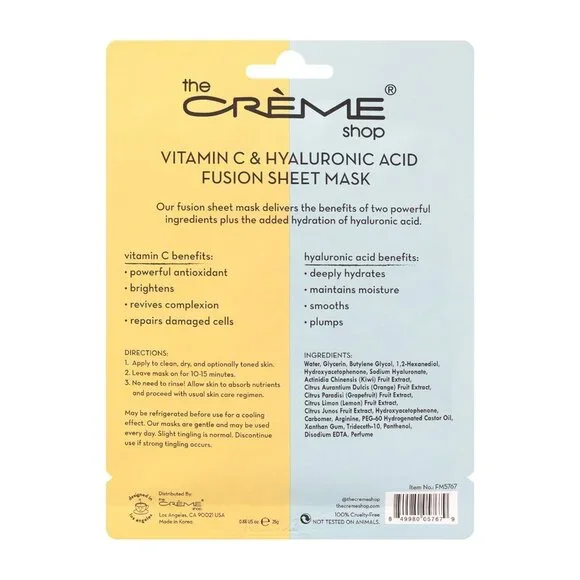 The Crème Shop Vitamin C & Hyaluronic Acid Fusion Full Face Masks NIB - Picture 3 of 3